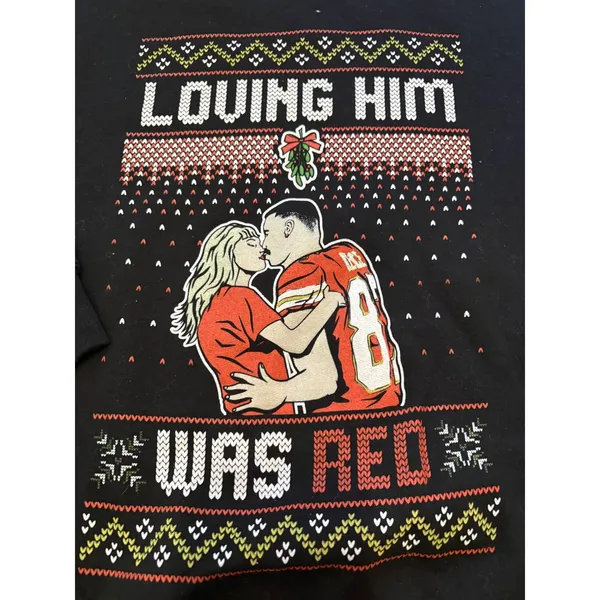 Barstool Sports Taylor Swift Travis Kelce Loving Him Was Red Sweatshirt Black L‎ - Image 3