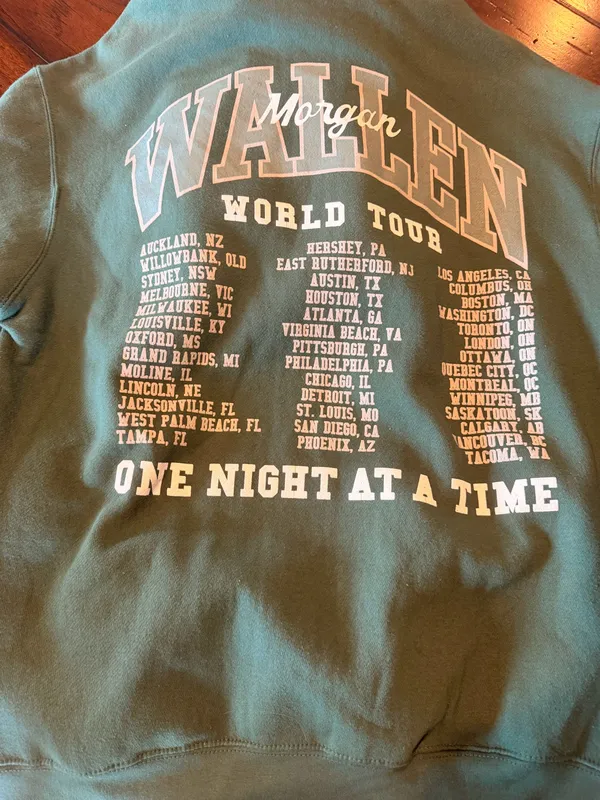 Morgan Wallen One Night At A Time Tour Hoodie Green Concert Merch Graphic Sweatshirt - Image 2
