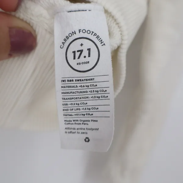 Allbirds Womens R&R Sweatshirt Cream White Organic Cotton Hemp XS - Image 5