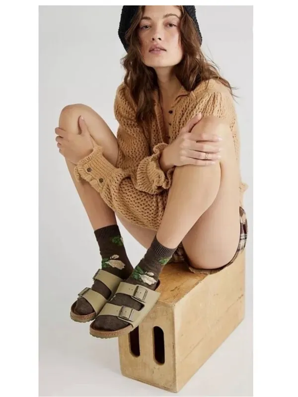 Free People Care FP Snowdrift Pullover Sweater in Camel Heather - Image 5
