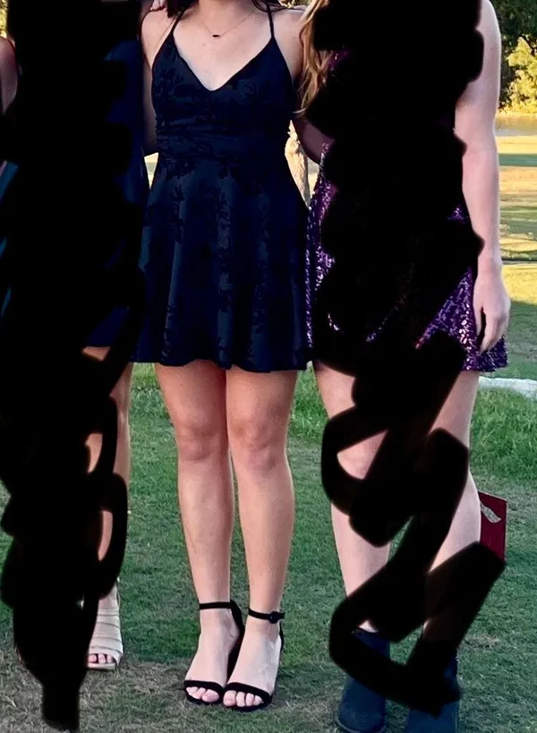 Windsor Divine Allure Ponte Floral Velvet Skater Dress Black - Image 3