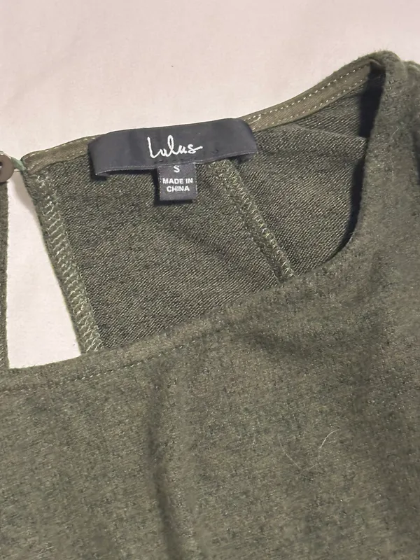 Lulus Olive Green Faux Wrap Sweater Dress - Image 4