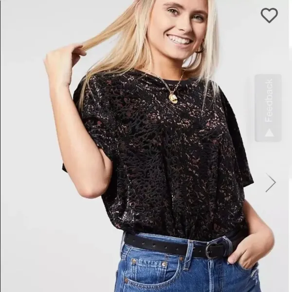 We The Free People Teddy Boxy Top Burnt Velvet Cheetah Combo S - Image 3