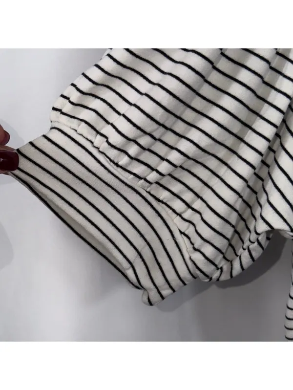 Daily Ritual Large Black White Striped T-Shirt Dress - Image 4