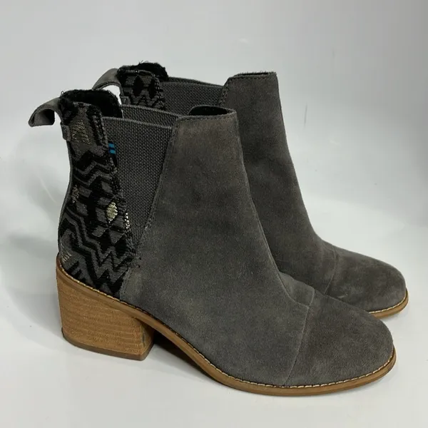 Toms Esme suede boots block‎ heels gray size 7 - Image 5