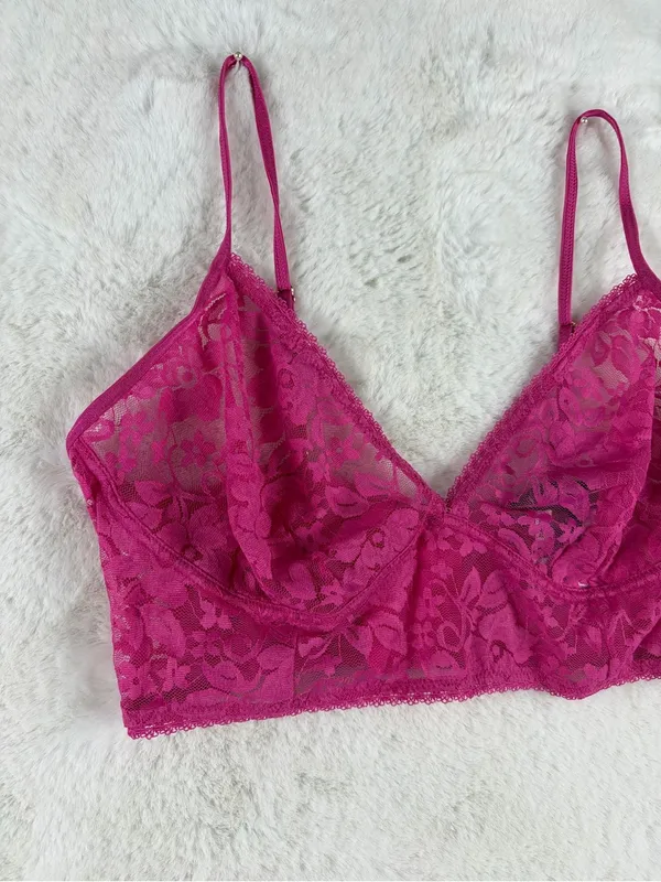INC Sheer Lace Bralette - Berry Pink Size Large - Image 4
