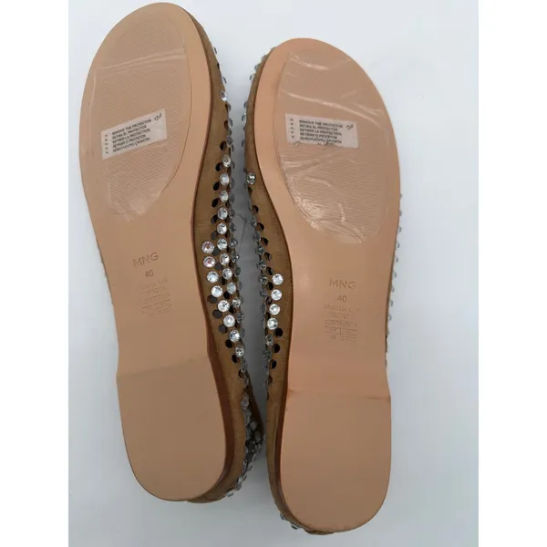 MNG Mango Glam Rhinestone Die Cut Ballet Casual Cream Elegant Flats EU 40 US 9 - Image 7
