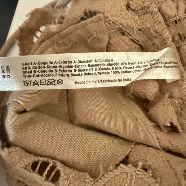 Free People Adella Bralette Womens XS Nude Tan Boho Lace Crochet Festival New - Image 5