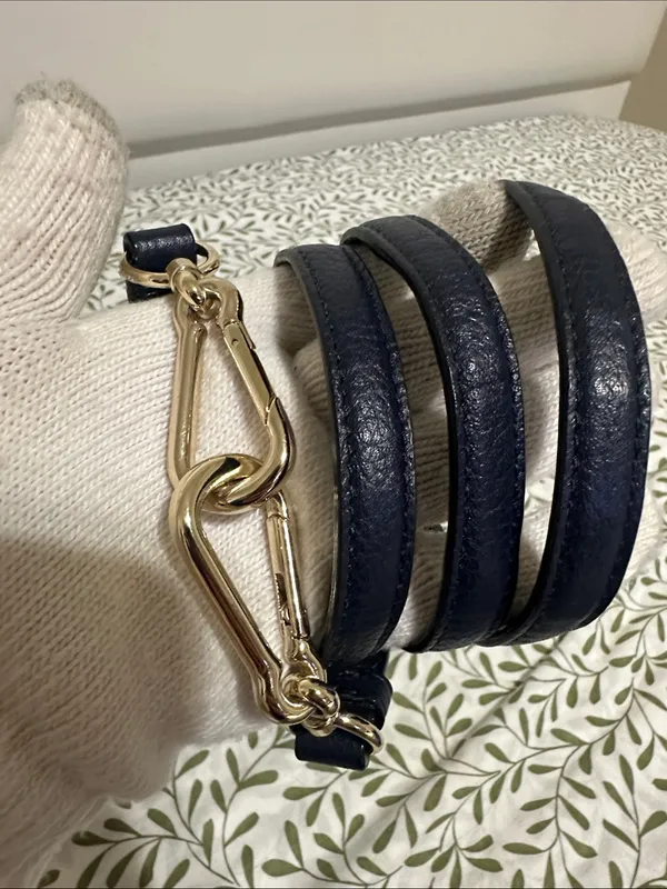 Coach Navy Pebbled Leather Shoulder Bag with Long Strap - Image 12
