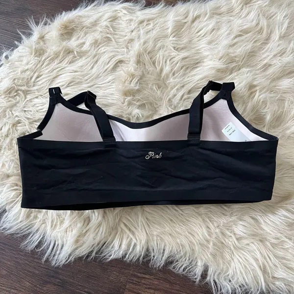 NWT Victoria's Secret PINK Marshmallow Lightly Lined Wireless Comfy Bra Black XL - Image 2