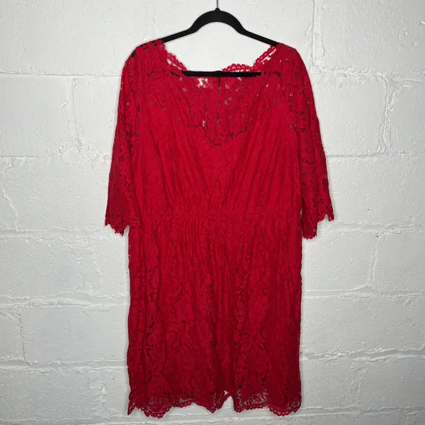 Lane‎ Bryant Women's Scallop Lace Exposed Zipper Elbow Length Sleeves Dress 16 - Image 2
