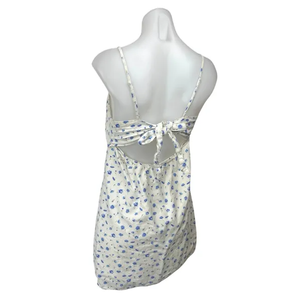 American Eagle White Linen Floral Sleeveless Cami Camisole Mini Tank Dress Sz M - Image 2