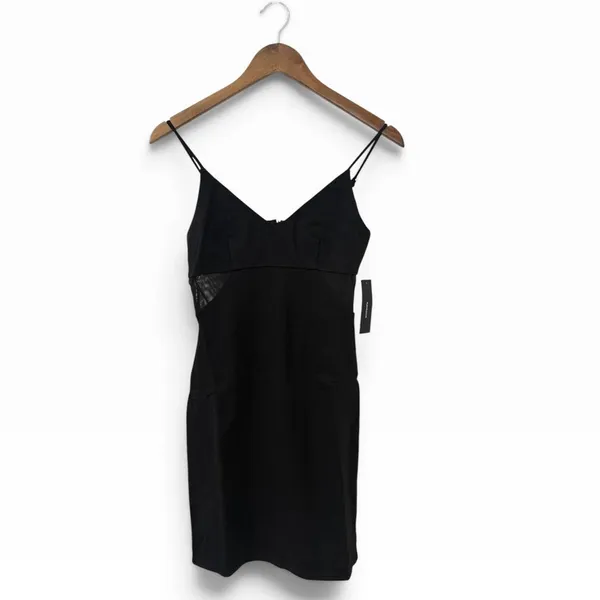 Lulus Black Spaghetti Strap V-Neck Mini Dress with Cut-Out Mesh size XS NWT - Image 3