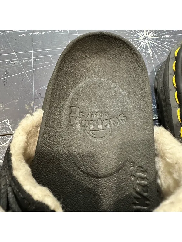 Dr. Martens Blaire Shearling Buckle Sandals | Black | Size 4M / 5W - Image 10