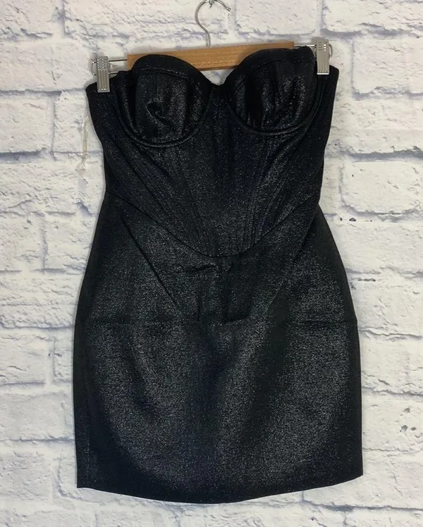 House of CB Eevi black sparkle strapless bustier mini dress XS - Image 3