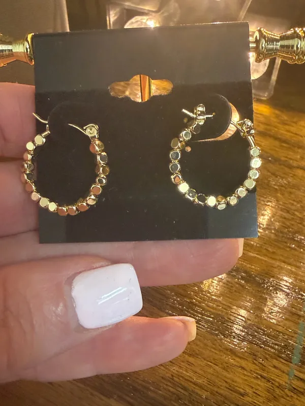 Gold Hoop Boutique Earrings 18K Yellow 1.25” width - Image 2
