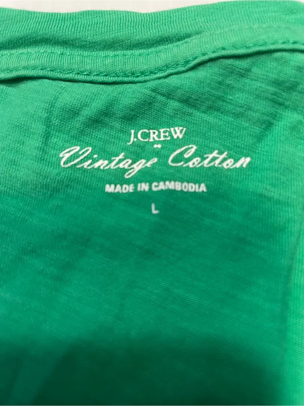 J Crew Vintage Cotton Kelly Green T Shirt Women Scoop Neck Short Sleeve Sz L - Image 2