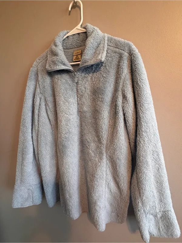 L.L.Bean XL Blue Sherpa Fleece Pullover Quarter Zip Cozy Soft‎ Jacket - Image 4