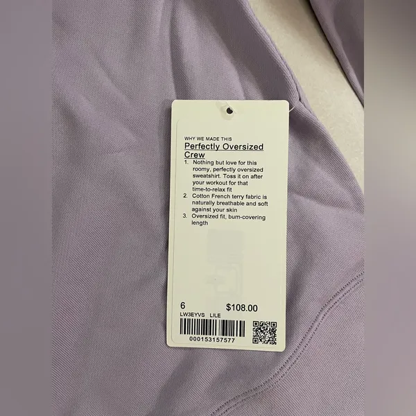 Lululemon NWT Perfectly Oversized Crewneck Sweatshirt Lilac Smoke Size 6 graphic - Image 7