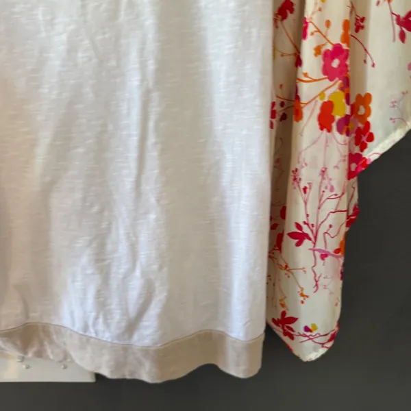 prAna Womens Small Boho Mixed Media Floral‎ Kimono Sleeve Crochet Lace Top White - Image 3