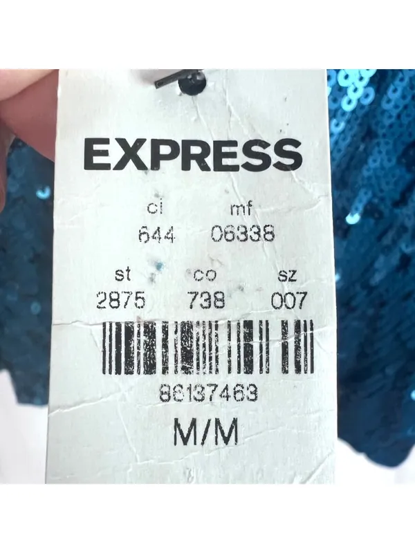 Blue Sequin Fairy Crop Tank Top Spaghetti Straps Butterfly Size M Express New - Image 6