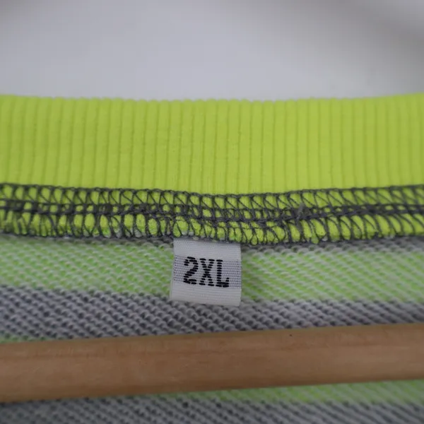 Sweatshirt Womens 2XL Green Gray Striped Crew Neck Drop Shoulder Long Sleeve - Image 3