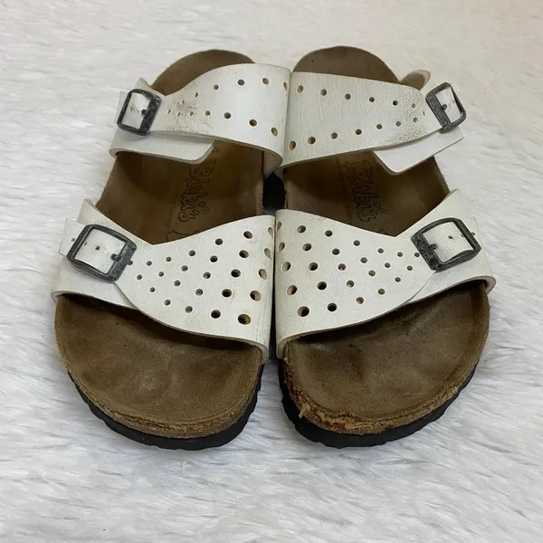 Birkenstock Birki's White Perforated Buckle Strap Sandals Size 240 US 6-6.5 - Image 3