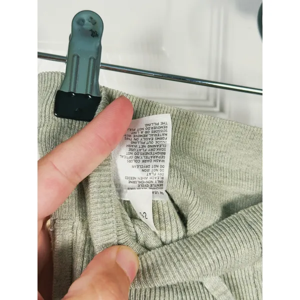 UNIQLO Womens Ribbed Knit Wide Leg Lounge Pants Size S Green Drawstring Casual - Image 7