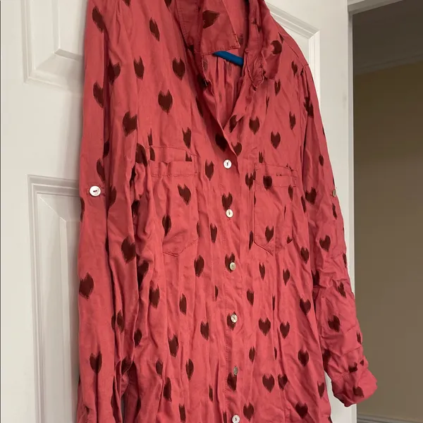 Just Living Red Heart Button Down Shirt - Image 3