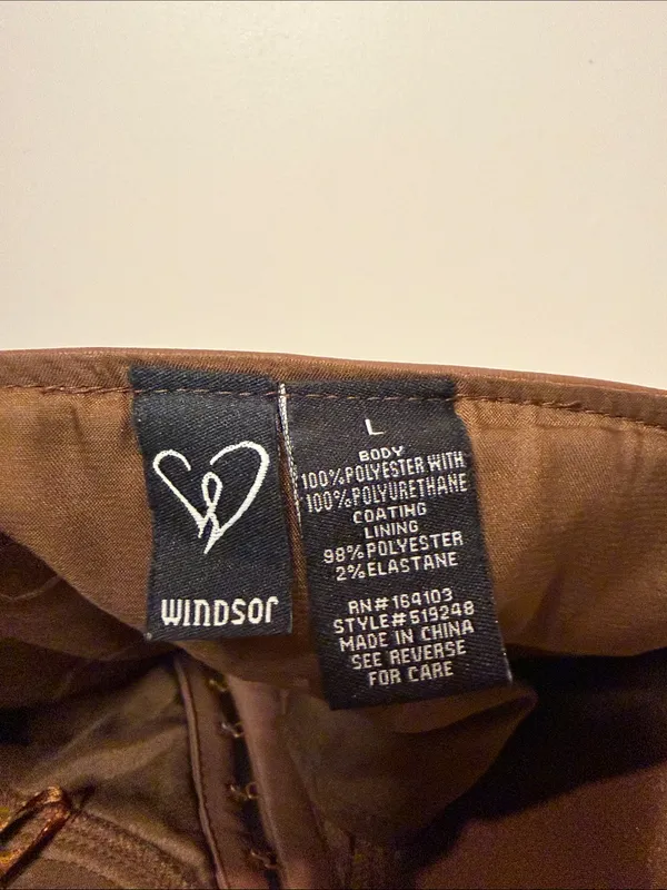 Windsor Dark Brown Faux Leather Crop Corset Tank Front Clasp Closure Size L - Image 3