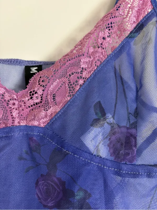 Motel Rocks Crop Top Cami Floral Romantic Coquette Cottagecore Top XS Purple - Image 6