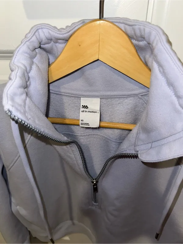 All In Motion Lavender Quarter-Zip Cropped Pullover Hoodie - Image 4
