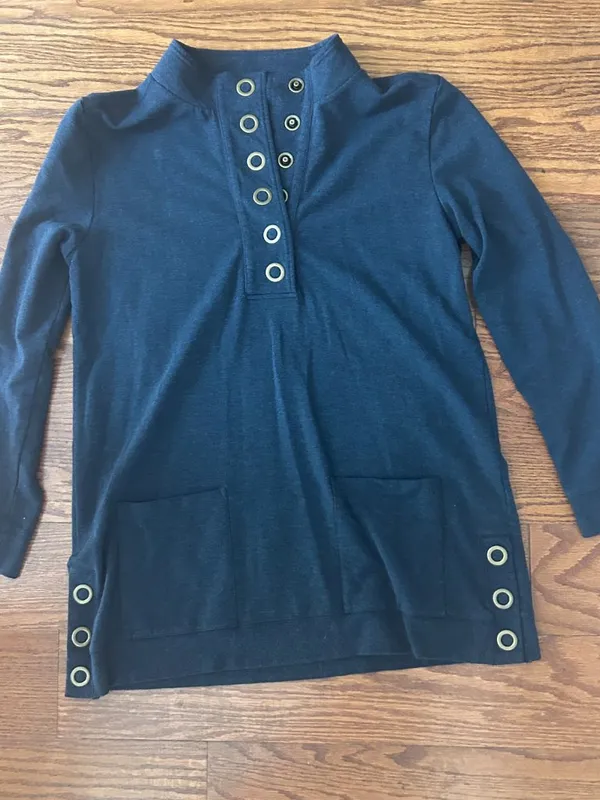 Soft Surroundings Lakshmi Tunic Pullover Navy Size Medium Athleisure Sweatshirt - Image 2