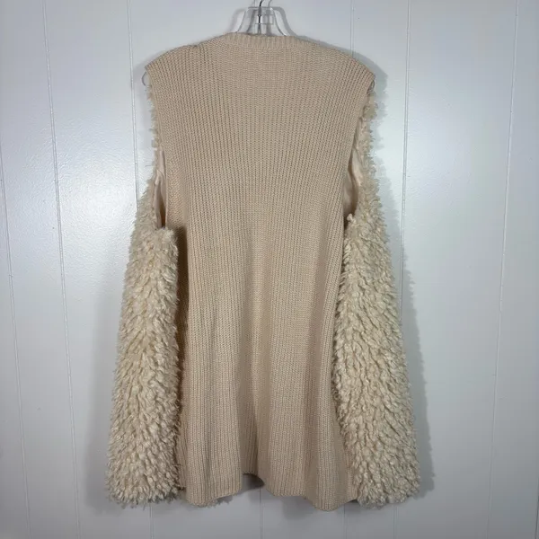 Terra & Sky Beige Tan Fuzzy Sherpa Knit Back Sleeveless Vest Plus Size 2X 20W 22 - Image 5