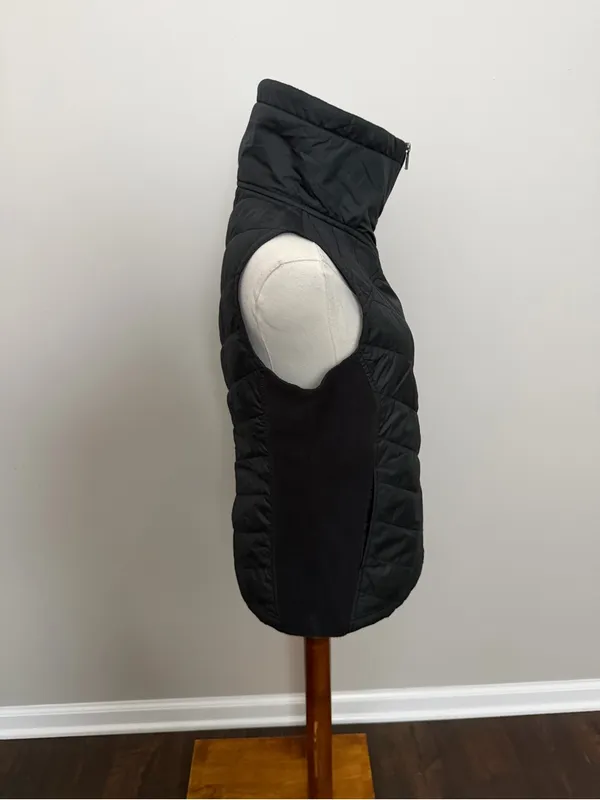 Columbia Vest Full Zip Quilted Lightweight Fleece Panels Mock Neck Layer Black - Image 4
