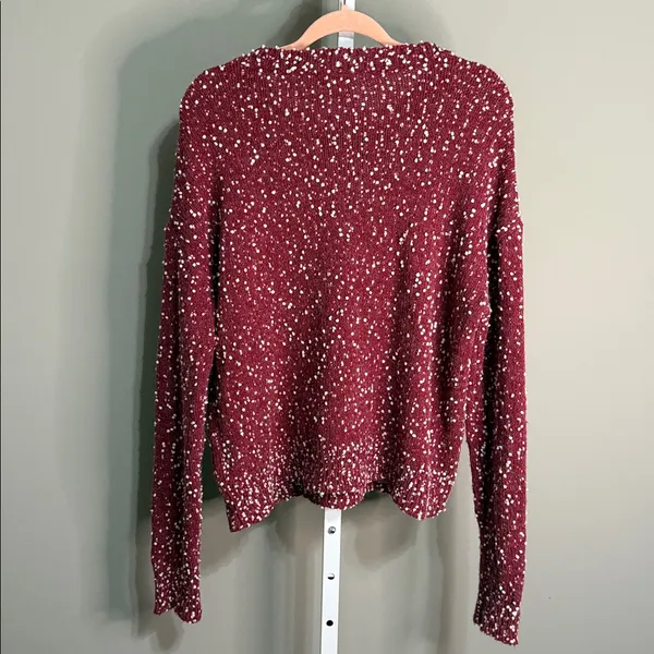 Andree by‎ Unit Bobble Speckled Sweater Size M Maroon White Oversized Cozy Knit - Image 8