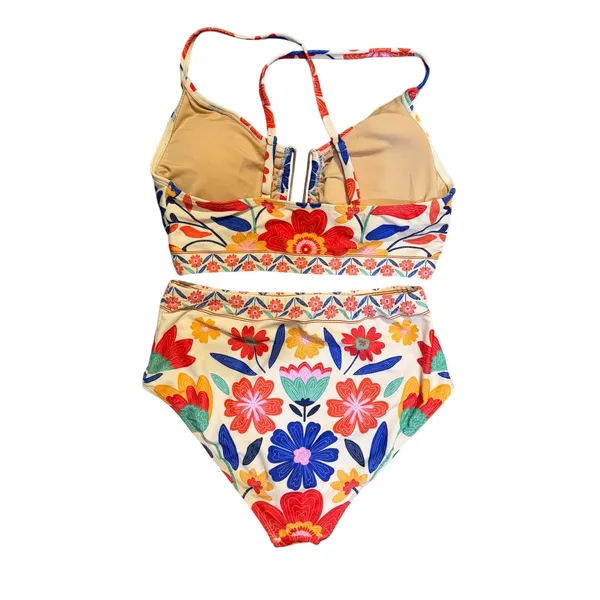 NWT Makemechic Floral U Wire Bikini Set Cutout High Waist Medium - Image 6