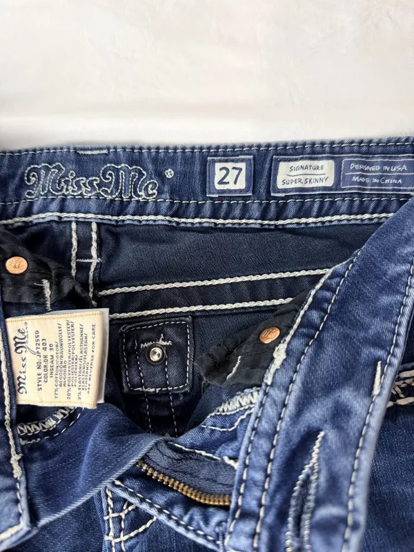Miss Me Signature Super Skinny Jeans Women’s Size 27 Blue Stretch Denim - Image 4
