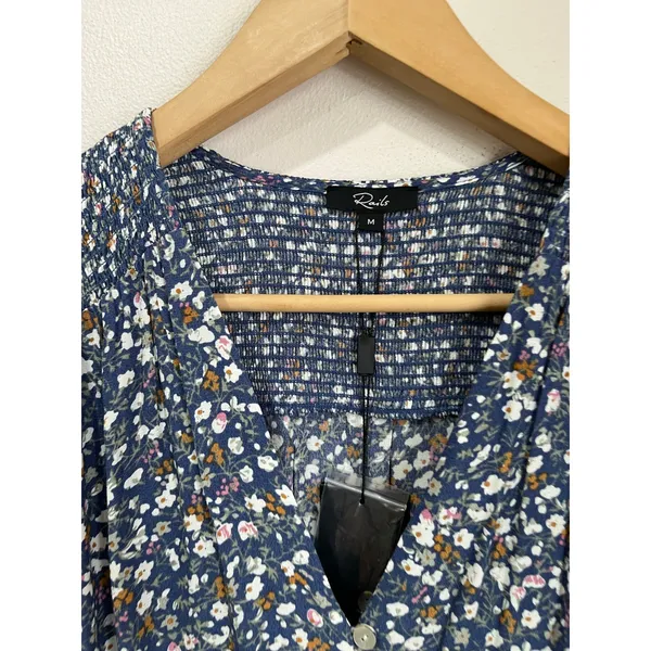 Rails‎ Zana Blue Ditsy Floral Long Sleeve Mini Dress Size M NWT Boho - Image 5