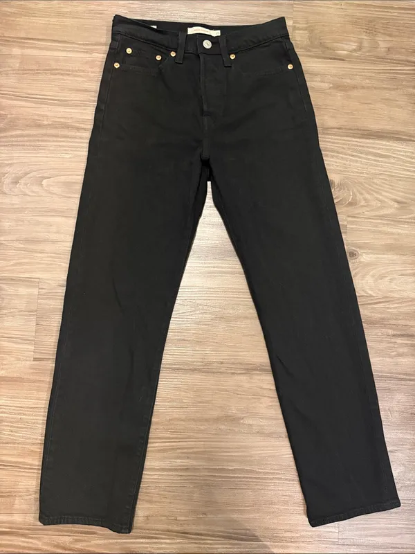 Levi’s Premium Wedgie Straight Ankle Jeans 25 Fits 26x27 Black Sprout $108 - Image 2