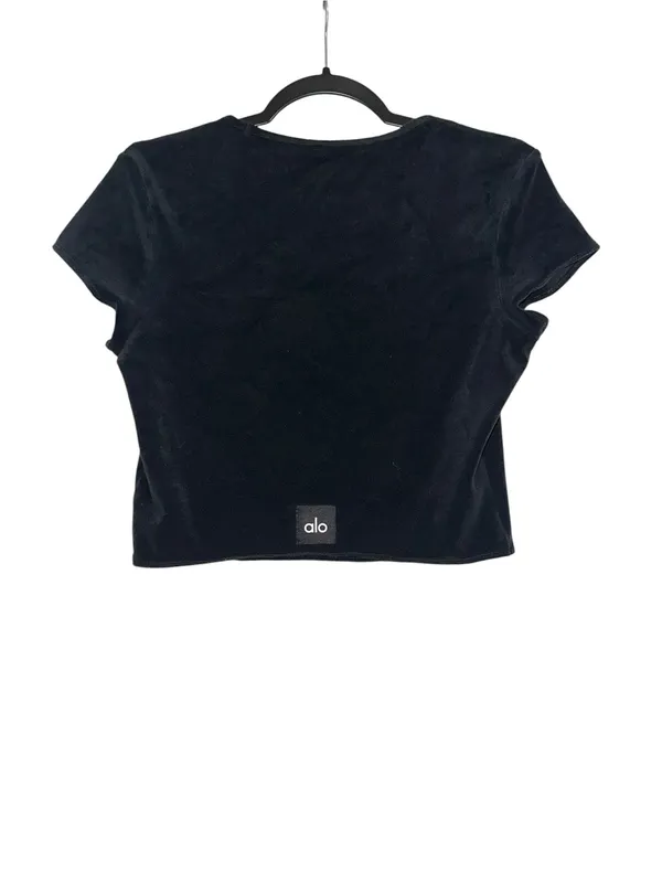Alo Yoga Terry Beachside Short Sleeve Black Crop Top LARGE - Image 3