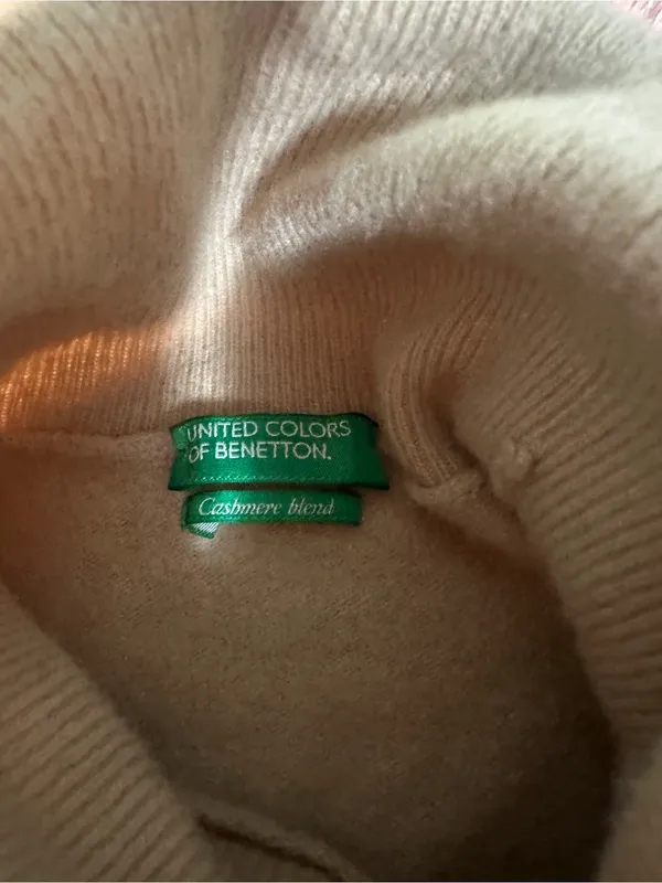 United Colors Of Benetton Short-Sleeve Turtleneck Sweater in Light Beige - Image 3
