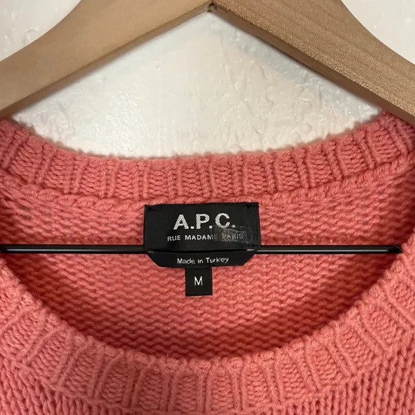 A.P.C. Elizabeth Alpaca Blend Fair Isle Knit Sweater Jumper Pink Size Medium - Image 3