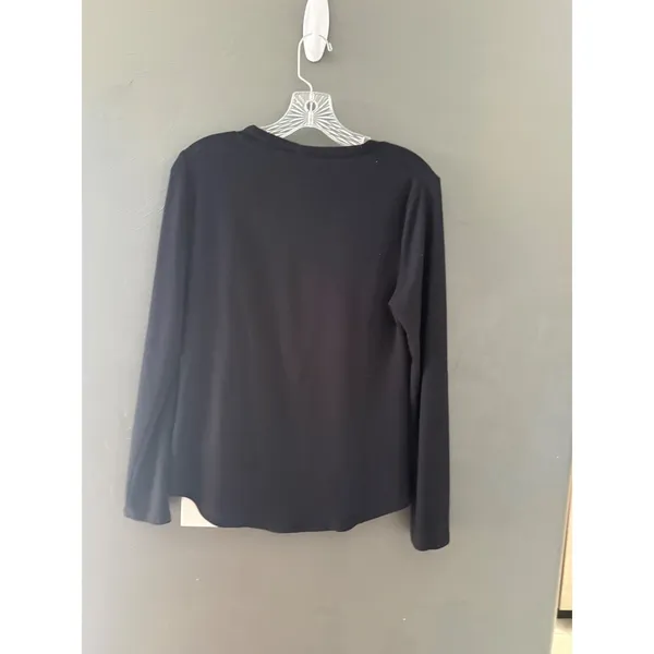 Athleta Wind Down Sleep Top Womens Small Black‎ Waffle Knit Henley Long Sleeve - Image 4