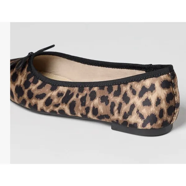SM New York, Ballet Flats with Bow/Black Trim, Animal Print Women’s 10 NWT - Image 2