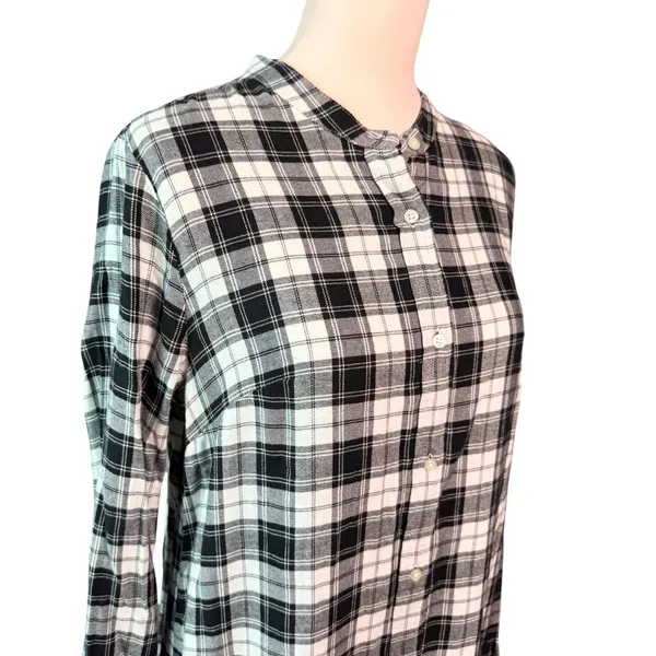 Gap Womens Black White Plaid Long Sleeve Button Down Dropped Waist Dress Size M - Image 2