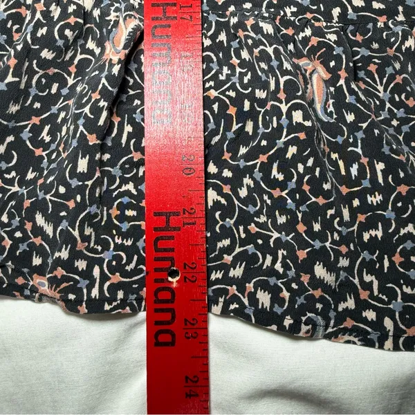 Madewell 100% Silk Blouse Large Black Floral Peasant Cottagecore Ruffle Sleeve - Image 5