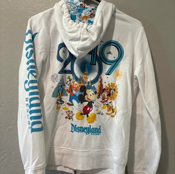 Disney Disneyland 2019 White Zip Up Hoodie - Image 8