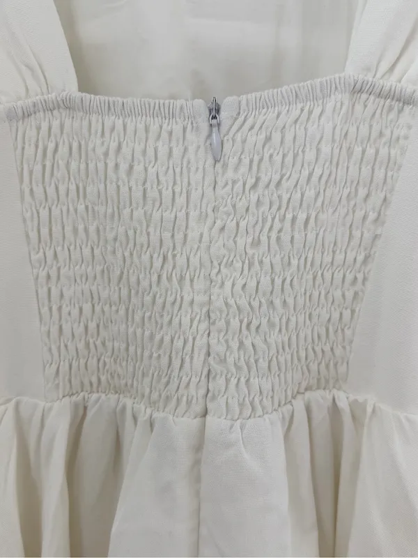 Cider Linen Blend Square Neck Shirred White Midi Dress XS NWT Cottagecore - Image 10