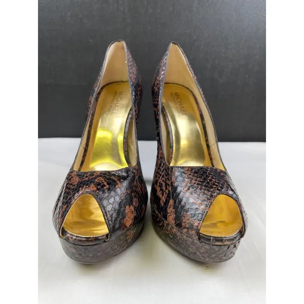Michael Kors Women's Brown Genuine Snake Shoes/Heels 5.25" Size 7.5 SKU 4234 - Image 2